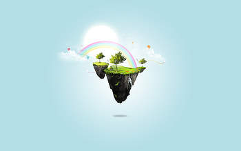 Floating Rainbow Island, rainbow, graphics HD wallpaper