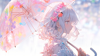Umbrella Girl, umbrella, AI Art, Pastel Color HD wallpaper