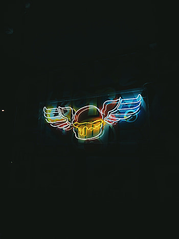 Night, Dark, Neon, Backlight, Illumination, Wings, Sign, Signboard HD phone wallpaper