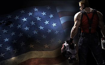 Duke Nukem & Flag, abstract, soldier, fantasy, movies, people, flags, war HD wallpaper