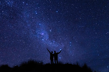 People, Night, Dark, Silhouettes, Starry Sky HD wallpaper