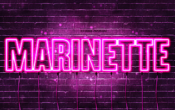 Happy Birtay Marinette, , pink neon lights, Marinette name, creative, Marinette Happy Birtay, Marinette Birtay, popular french female names, with Marinette name, Marinette HD wallpaper