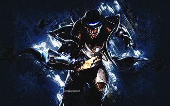 Pulsefire Twisted Fate, League of Legends, blue stone background, main characters, Pulsefire Twisted Fate LoL, League of Legends characters, Pulsefire Twisted Fate League of Legends HD wallpaper