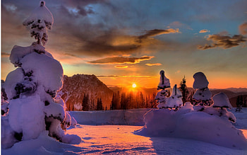 Winter, Nature, Mountains, Sun, Clouds, Drifts, Ate HD wallpaper
