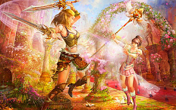 Fantasy girls, fighter, weapon, fantasy, woman HD wallpaper