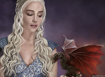 Daenerys and dragon, abstract, fantasy, art, dragon, Game of Thrones, , Daenerys HD wallpaper