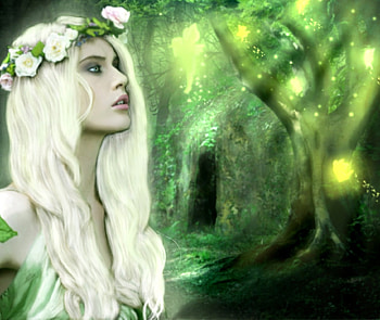 Fairytree, fairy, fantasy, light, green HD wallpaper