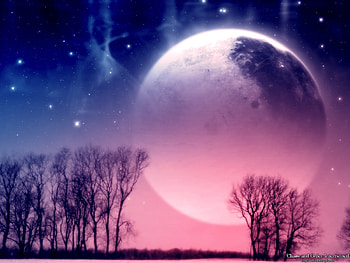 Landscape, Trees, Planets HD wallpaper