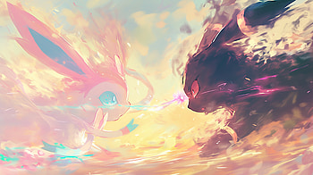 Sylveon vs Umbreon, Pokemon, Eeveelutions, Umbreon (Pokémon), Sylveon (Pokémon) HD wallpaper