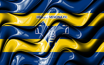 Hellas Verona flag, , blue and yellow 3D waves, Serie A, italian football club, Hellas Verona, football, Hellas Verona logo, soccer, Hellas Verona FC HD wallpaper