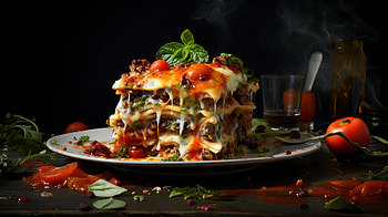 Homemade Gourmet Lasagna - AI Art Kitchen Series, AI Art, food, lasagna HD wallpaper