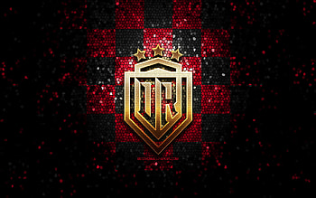Dinamo Riga, glitter logo, KHL, purple black checkered background, hockey, Kontinental Hockey League, Dinamo Riga logo, mosaic art, latvian hockey team, HK Dinamo Riga HD wallpaper