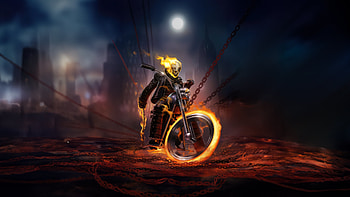 Ghost Rider Riding The Flames, ghost-rider, artwork, superheroes, art, digital-art HD wallpaper
