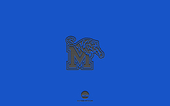 Memphis Tigers, blue background, American football team, Memphis Tigers emblem, NCAA, Memphis, USA, American football, Memphis Tigers logo HD wallpaper