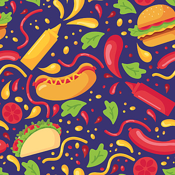 Fast food pattern, Mustard and ketchup HD phone wallpaper