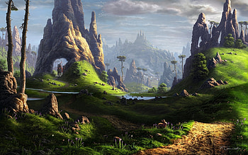 Landscape, Fantasy, Mountains HD wallpaper