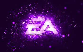 EA GAMES violet logo, , Electronic Arts, violet neon lights, creative, violet abstract background, EA GAMES logo, online games, EA GAMES HD wallpaper