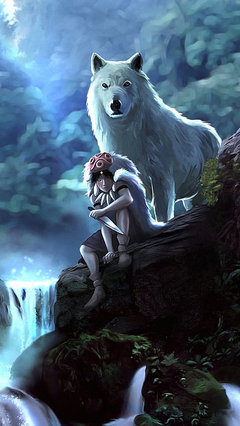 woman warrior, wolf, Anime HD phone wallpaper