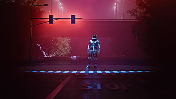 Astronaut At Stop Light , astronaut, artist, artwork, digital-art HD wallpaper