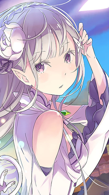 White emilia, anime, re zero HD phone wallpaper