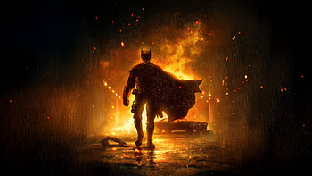 The Batman Walking Through Flames, the-batman, batman, superheroes, artwork, art, digital-art, deviantart HD wallpaper