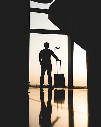 Dark, Silhouette, Journey, Man, Airport, Suitcase HD phone wallpaper
