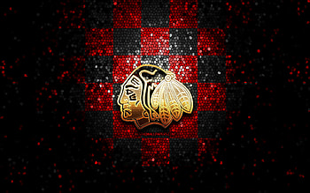 Portland Winterhawks, glitter logo, WHL, red black checkered background, hockey, canadian hockey team, Portland Winterhawks logo, mosaic art, canadian hockey league HD wallpaper