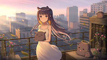 Hololive, cat, girl, Anime HD wallpaper