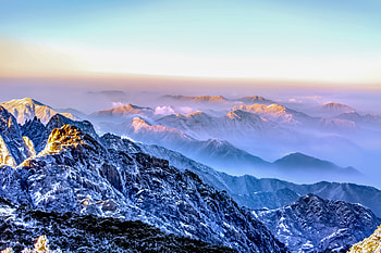 Morning, blue mountains, horizon, nature HD wallpaper