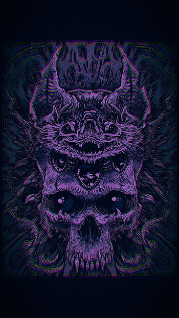 SK 83, glitch, bat, death, vampire, dark, skull, brown, blood HD phone wallpaper