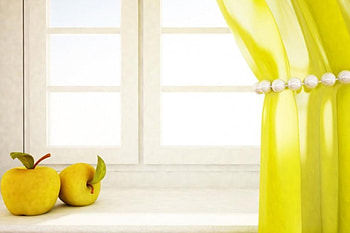 Apples on the windowsill, apples, on the windowsill, window, tent, yellow color HD wallpaper