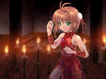Sakura Kinomoto, card captor sakura, clow card, cute, oriental, ccs, kinomoto sakura, sakura cardcaptor, short hair, candles, cardcaptor sakura, female, cardcaptor, sexy, card captor, sakura card captor, eyes, hot, chinese, girl, cheongsam, anime girl, cards, anime, sakura, light, clow, brown hair, green eyes HD wallpaper