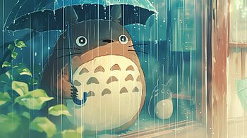 My Neighbor Totoro Anime Rain Scene, Anime, My Neighbor Totoro, Totoro (My Neighbor Totoro), rain, umbrella, Rain Anime HD wallpaper