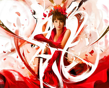 Fantasy girl, fantasy, art, woman, red HD wallpaper