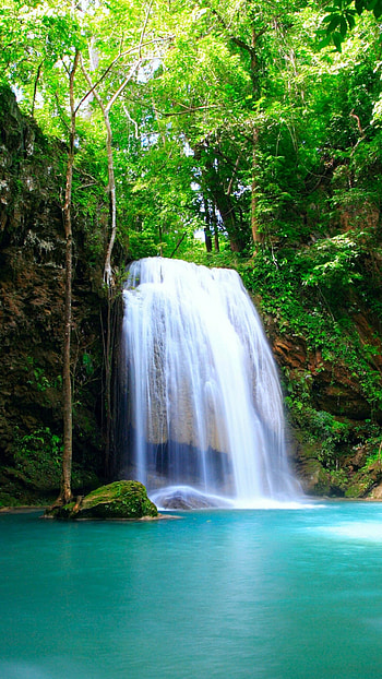 Beautiful waterfall , Galaxy S6 beauty, Serene waterfalls, Nature's masterpiece HD phone wallpaper