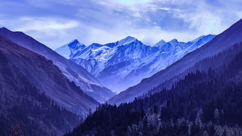 Snowy Blue Mountains , mountains, snow, nature HD wallpaper