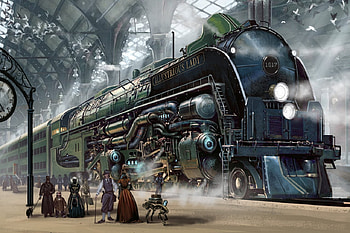 Illustrious Lady, Vintage, locomotive, painting, Steam HD wallpaper
