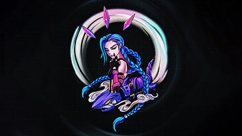 Jinx League Of Legends Dark Minimal , jinx-league-of-legends, league-of-legends, games, dark, black, minimalism, minimalist, artstation HD wallpaper