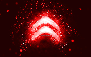 Citroen red logo, , red neon lights, creative, red abstract background, Citroen logo, cars brands, Citroen HD wallpaper