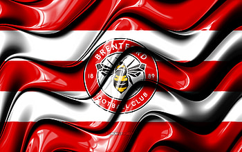 Brentford FC flag, , red and white 3D waves, Premier League, english football club, football, Brentford FC logo, Brentford FC, soccer HD wallpaper
