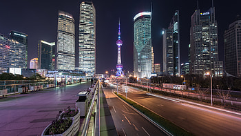 Shanghai cityscape night, time lapse, Stock video, Cityscape HD wallpaper