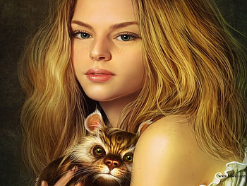 Purity At Heart, sweet, animal, features, blonde, eyes, cute, furry, girl, purity, beauty, face, hair, lovely, innocence HD wallpaper