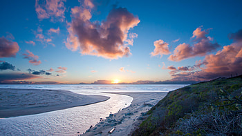 Clouds Beach Sea, beach, sea, clouds, nature HD wallpaper