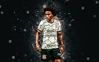 Willian, , Corinthians FC, Brazilian Serie A, soccer, brazilian footballers, Willian Borges Da Silva, white neon lights, football, Willian , Willian Corinthians HD wallpaper