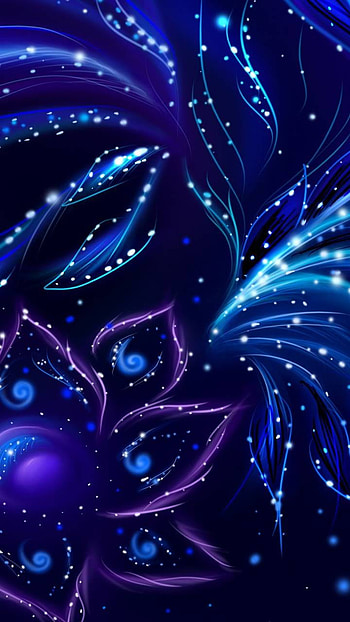 Sparkling Flower, blue, sparkles, artistic, flower HD phone wallpaper