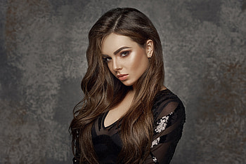 Woman, black dress, portrait HD wallpaper