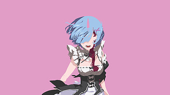 Rem, Re:zero, anime, minimal HD wallpaper