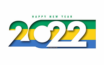 Happy New Year 2022 Gabon, white background, Gabon 2022, Gabon 2022 New Year, 2022 concepts, Gabon, Flag of Gabon HD wallpaper
