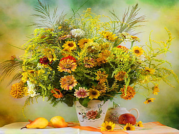 Still life, colorful, delicate, pretty, vase, flowers, lovely, nice HD wallpaper