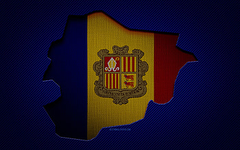 Andorra map, , European countries, Andorran flag, carbon backgrounds, Andorra map silhouette, Andorra flag, Europe, Andorran map, Andorra, flag of Andorra HD wallpaper
